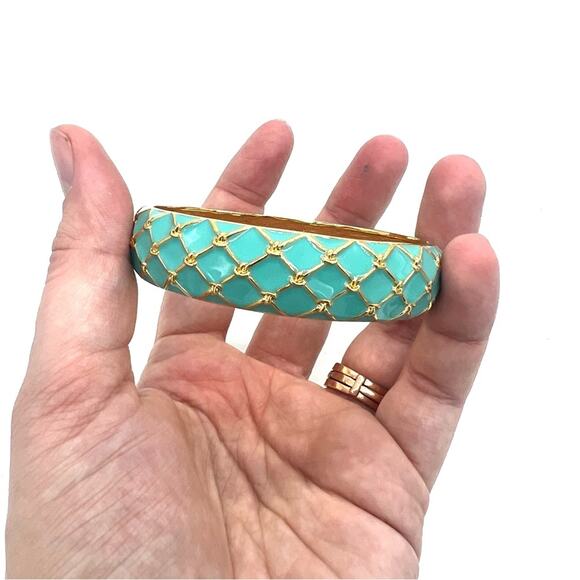 Kate Spade Cape Cod Mariner enamel Bracelet Nautical Net Ocean Sea aqua teal - Picture 2 of 6